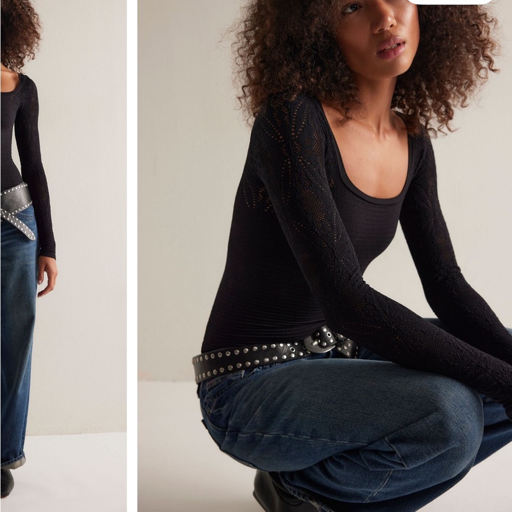 Free People So Many Likes Black Long Sleeve Top - Picture 4 of 4